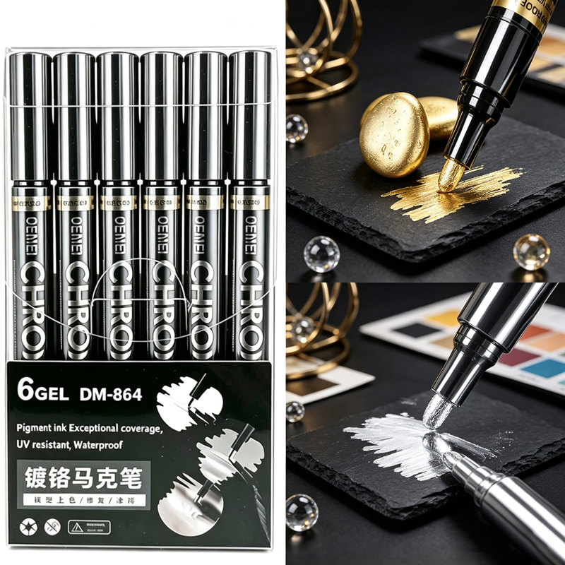 Model Kit Markers - 1/3/5/12本入りクロームミラーマーカーペンセット、防水反射塗料ペン、金銀DIY模型塗装アートクラフト用