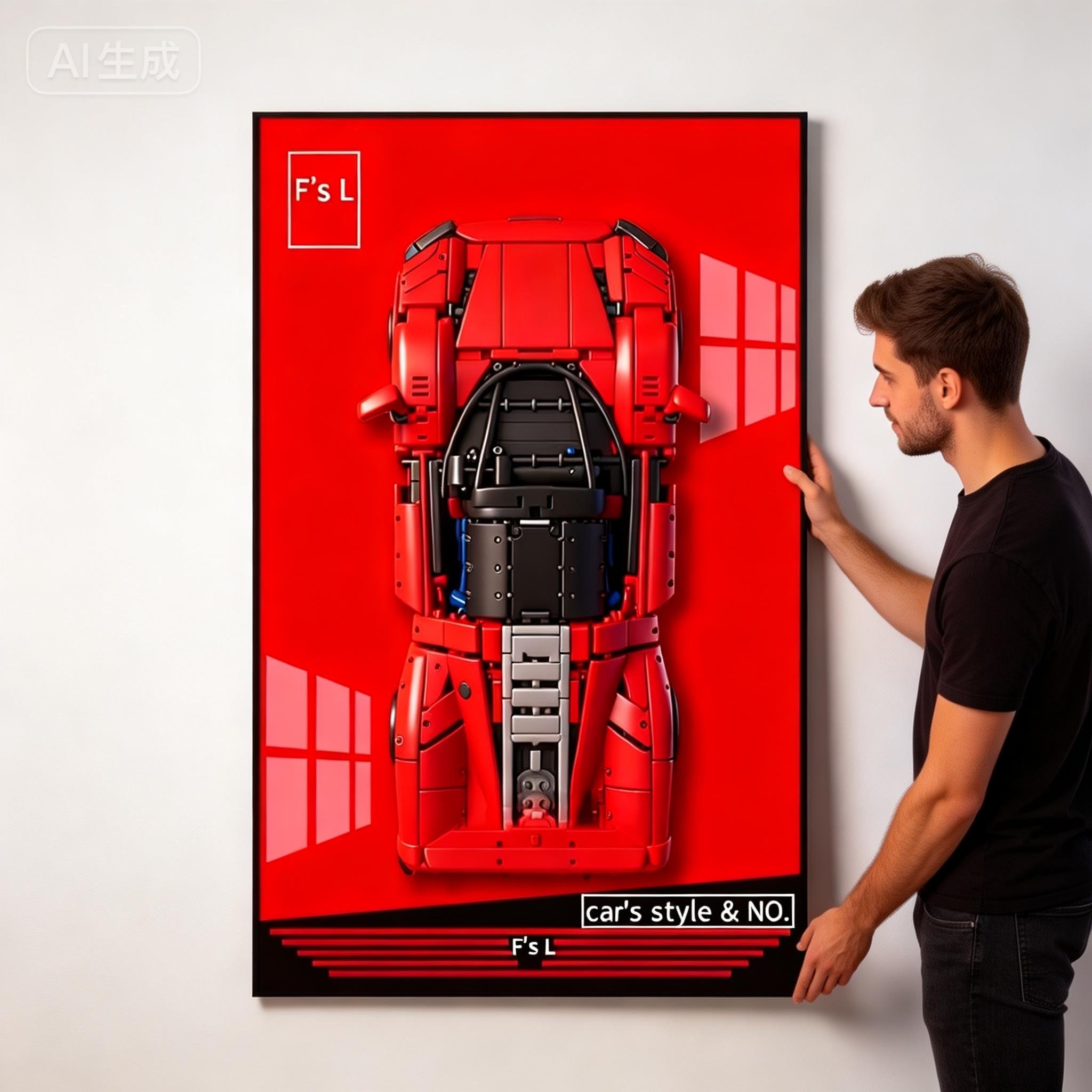 Model Kit Ferrari - 新しいフォトフレームディスプレイウォールボード レゴ42143フェラーリ-デイトナSP3ビルディングブロックカーモデルに適した壁掛けディスプレイボックス