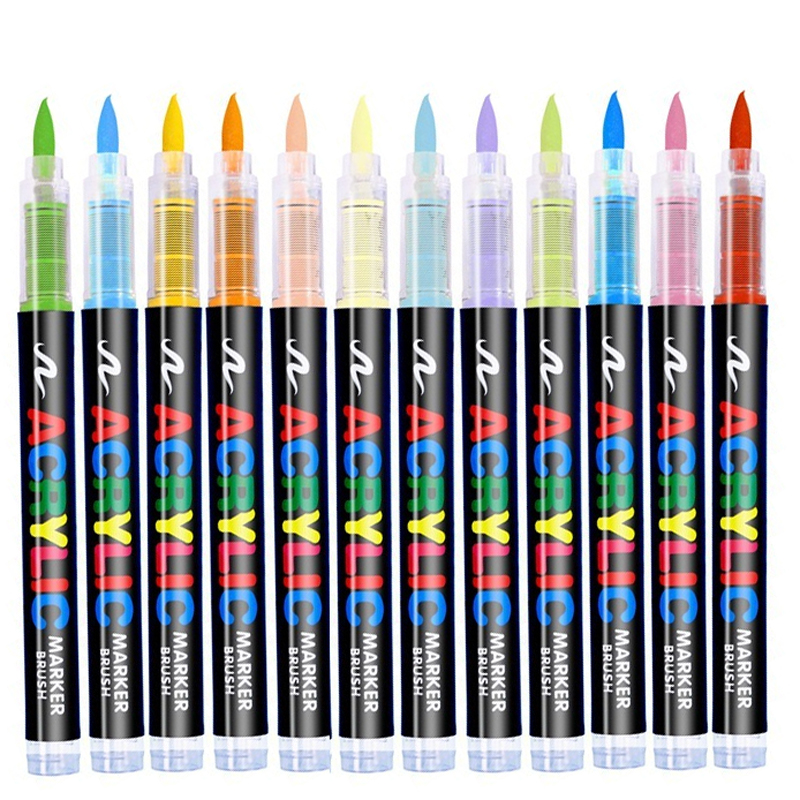 Model Kit Markers - 液体アクリル絵筆,16色,岩,石,セラミック,ガラス,タイヤ,布,ブラシチップ,白マーカー,金,銀