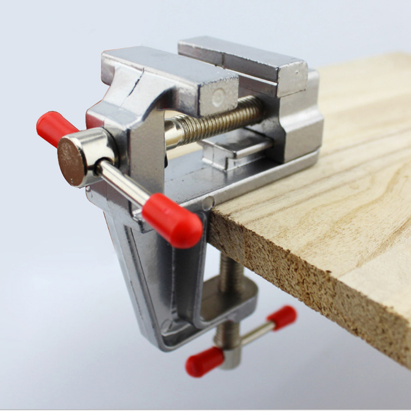 Model Kit Vise - ミニベンチバイス多機能3.5インチアルミ製小型ジュエリー職人用ホビークランプオンテーブルフラットプライヤーツールバイス