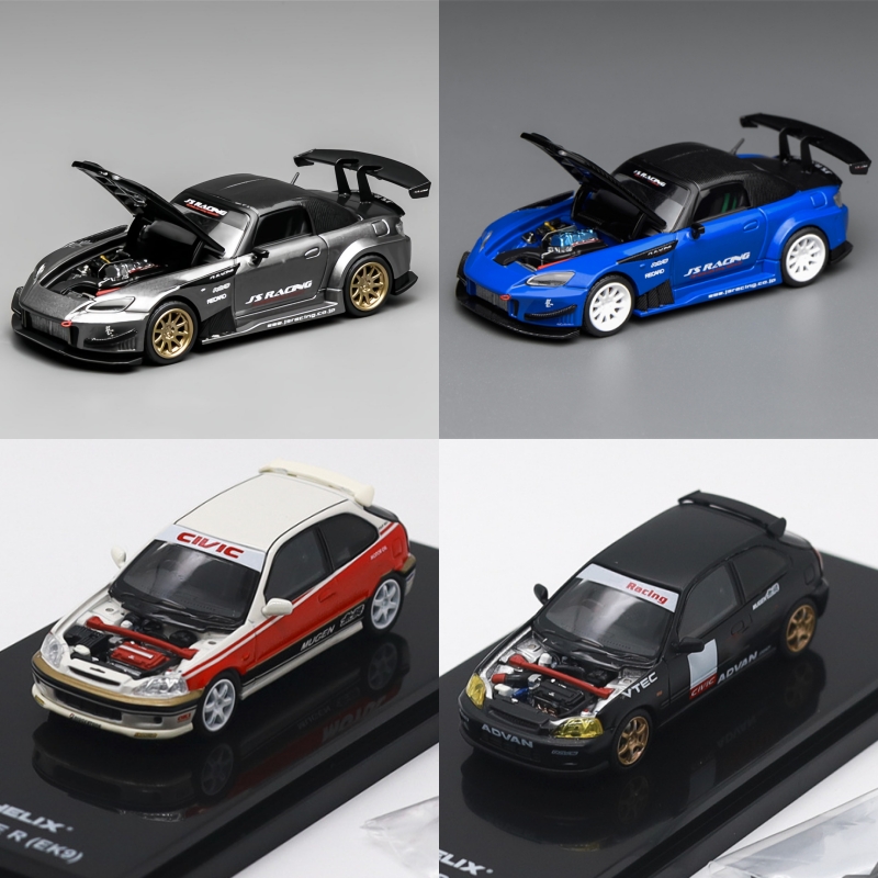 Model Kit R34 - MOTORHELIX MH 1:64 EK9 JSレーシング ホワイトカーボン