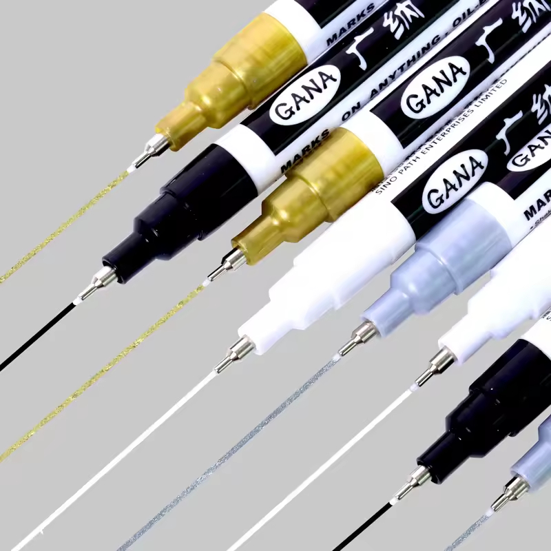 Model Kit Markers - 4/12 個 DIY 反射ペイントマーカーペンセット永久メタリックゴールド & シルバータッチアップスクールモデル塗装用品